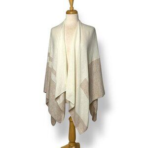 J. McLAUGHLIN Color Block Cream 100% Cashmere SKYLER Shawl Wrap Poncho Sz OS